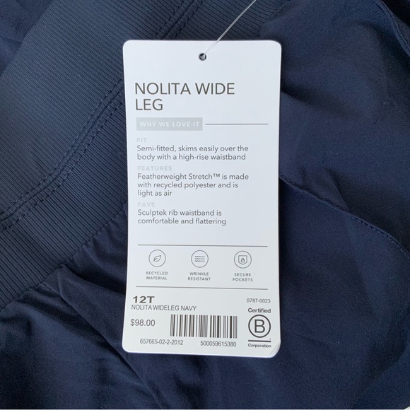 NWT ATHLETA Nolita Wide Leg Pants Navy 12T - Picture 10 of 12